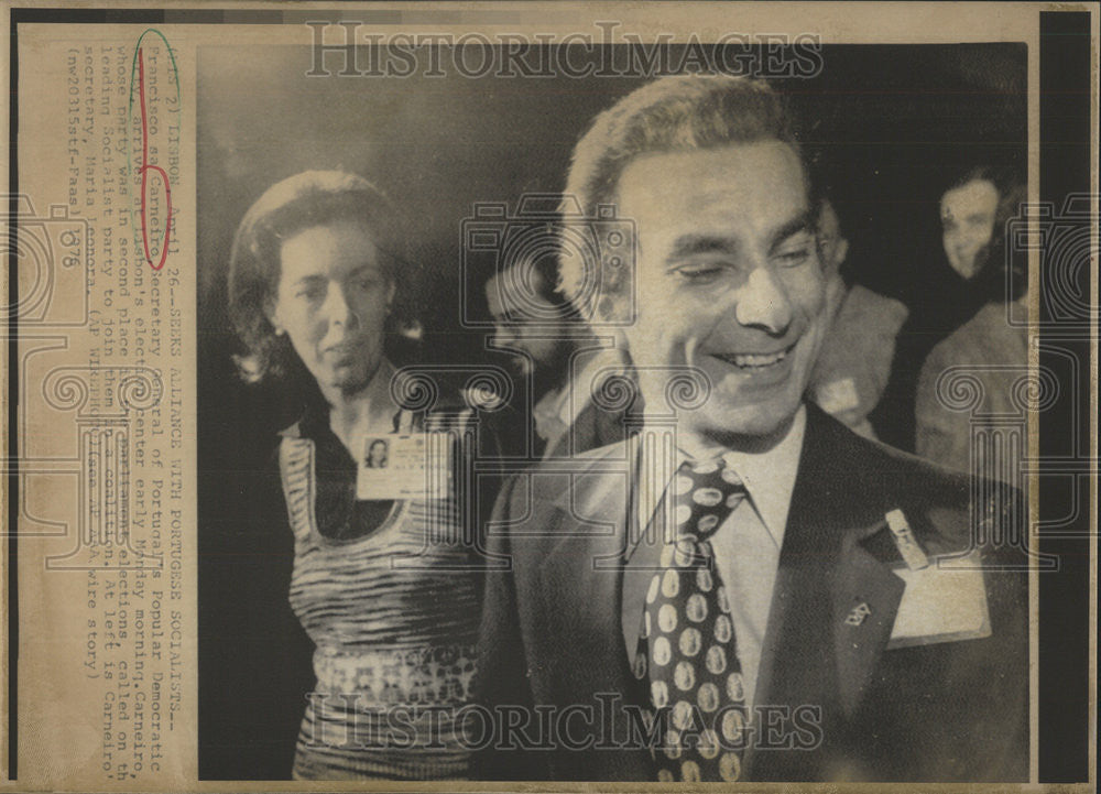 1976 Press Photo Francisco SÃƒÆ’Ã†â€™Ãƒâ€šÃ‚Â¡ Carniero Secretary General Portugal Democratic - Historic Images