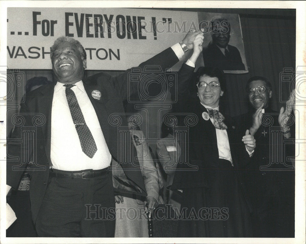 1986 Press Photo Mayor Washington Voter-Registration Rally &quot;Kickoff&quot; - Historic Images