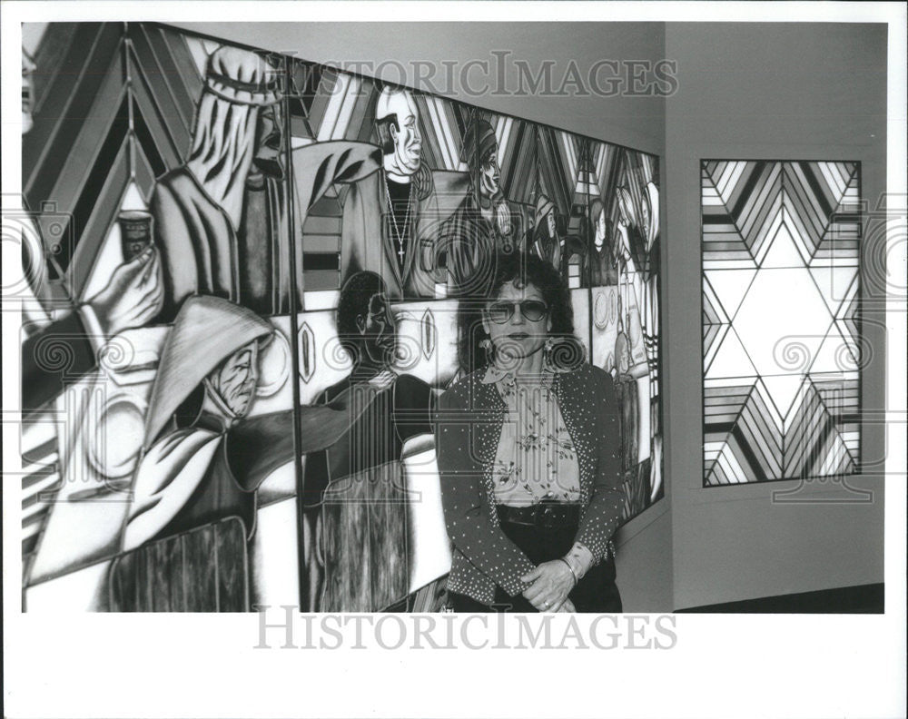 1993 Press Photo Judy Chicago And Stained Glass, &quot;Rainbow Shabbat&quot; - Historic Images