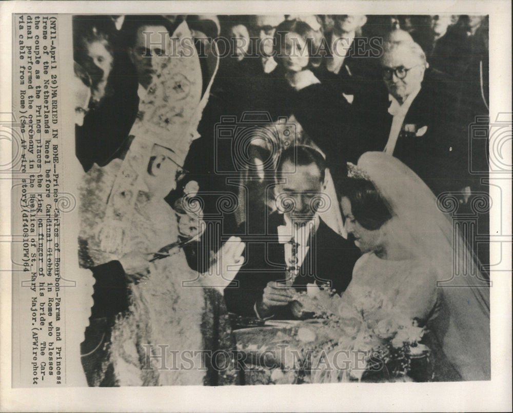 1964 Press Photo Prince Carlos Princess Irene Wedding Rome Italy - Historic Images