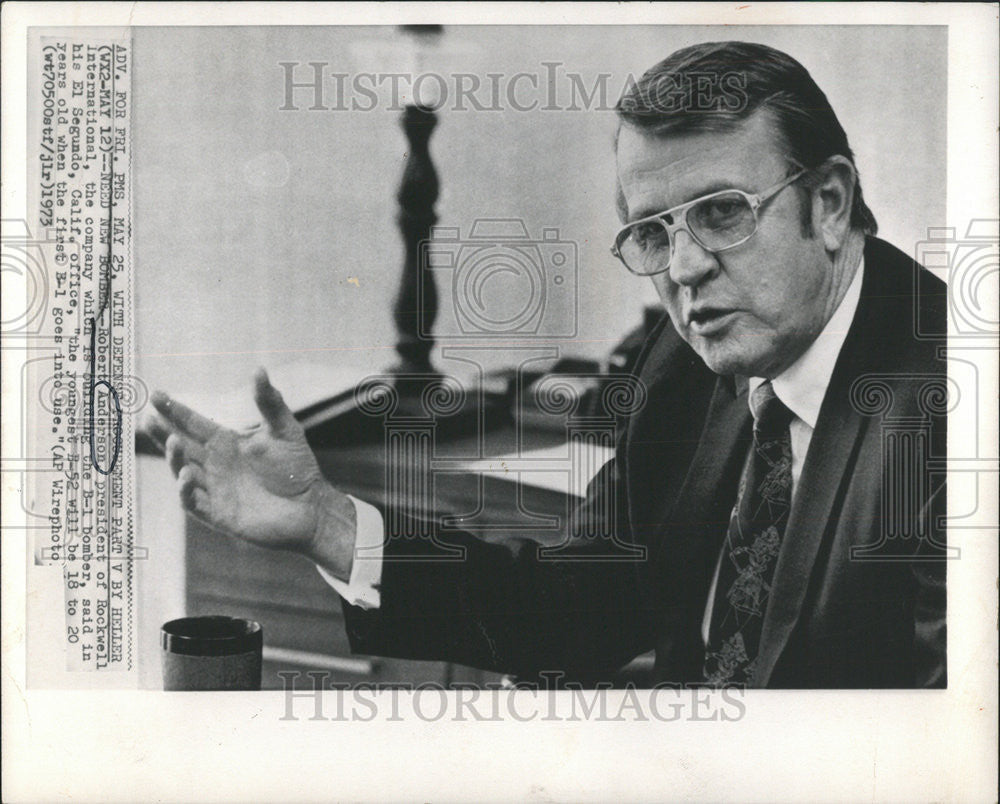 1973 Press Photo Robert Anderson Rockwell International President - Historic Images