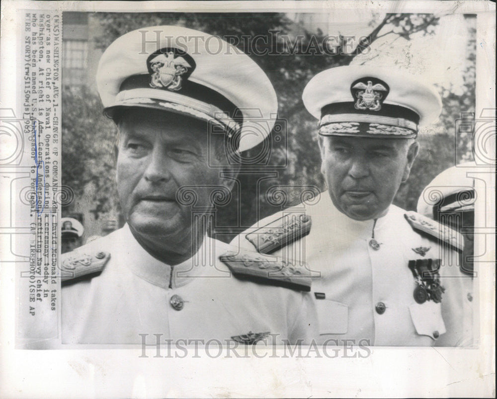 1963 Press Photo Admirals David McDonald &amp; George Anderson - Historic Images