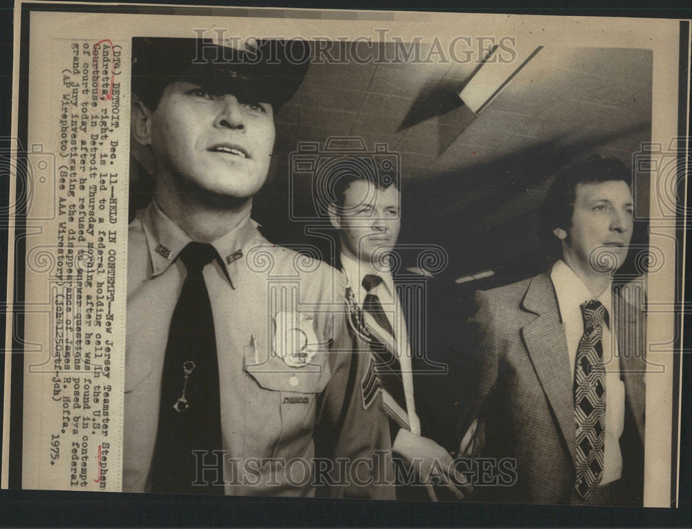 1975 Press Photo New Jersey Teamster Stephen Andretta Detroit Arrest Federal - Historic Images