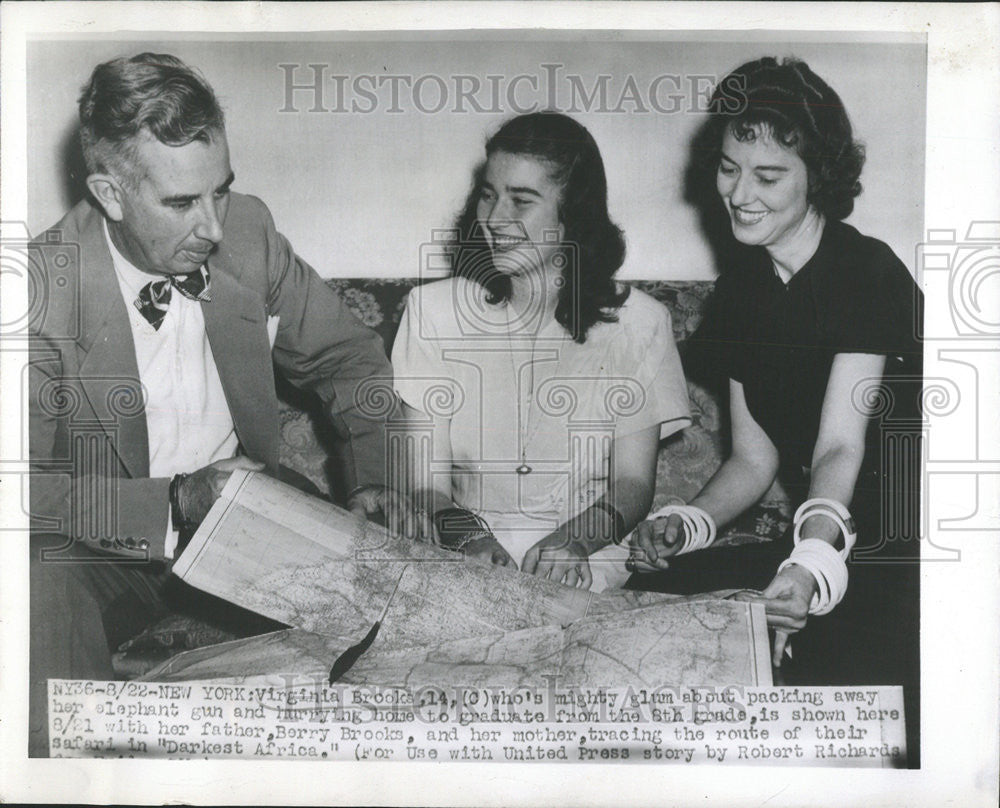 1947 Press Photo Virginia Brooks Map - Historic Images