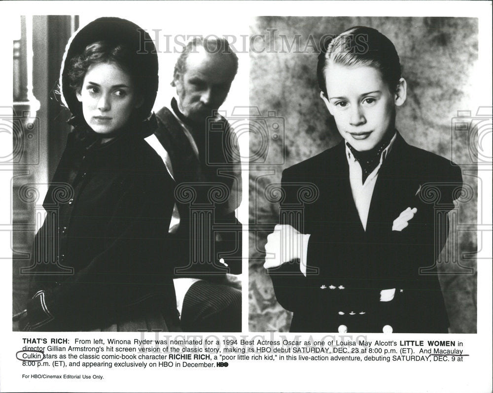 1994 Press Photo Macualay Culkin Stars As  Richie Rich In Poor Little Rich Kid - Historic Images