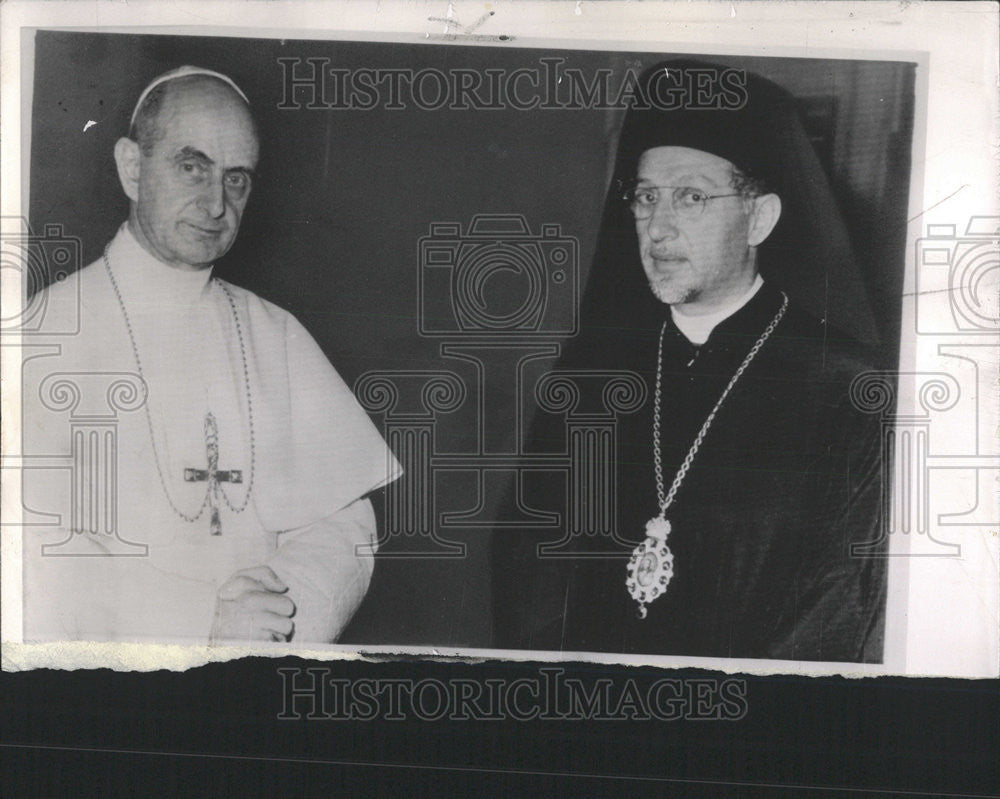 1963 Press Photo Pope Paul VI Metropolitan Athenagoras Thiatiron Ortodox Church - Historic Images