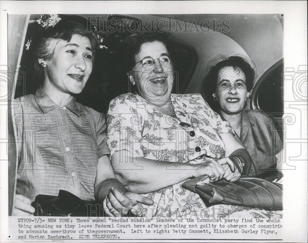 1957 Press Photo Betty Gannett, Elizabeth Gurley Flynn And Marian Bachrach - Historic Images