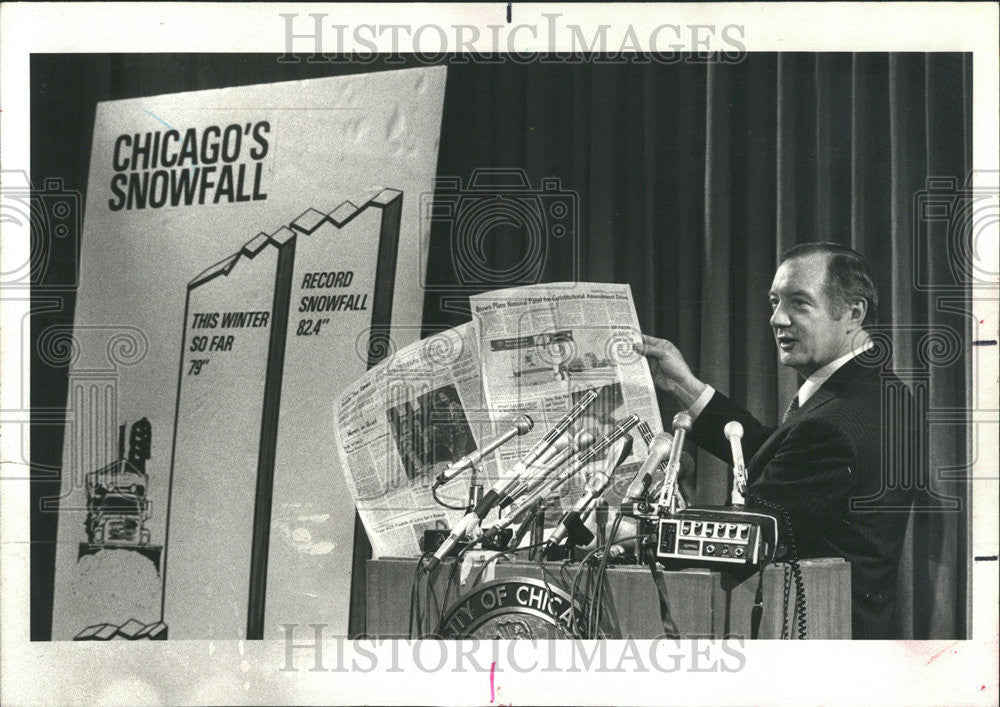 1979 Press Photo Mayor Bilandic  Statement Announcing Blue Ribbon  Committee - Historic Images