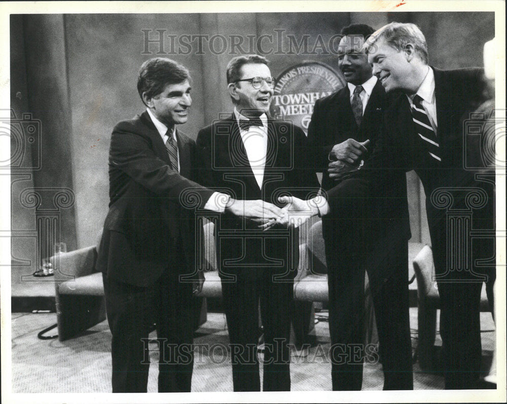 1988 Press Photo Presidential Hopeful Meeting Of Dukakis, Simon, Jackson, &amp; Dole - Historic Images