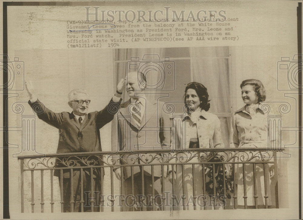 1974 Press Photo President Giovanni Leone, President Ford, Mrs. Leone, Mrs. Ford - Historic Images