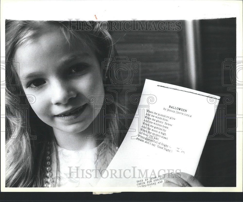 1988 Press Photo Jessica Czwerwionka St. Constance School Poem Prize Winner - Historic Images