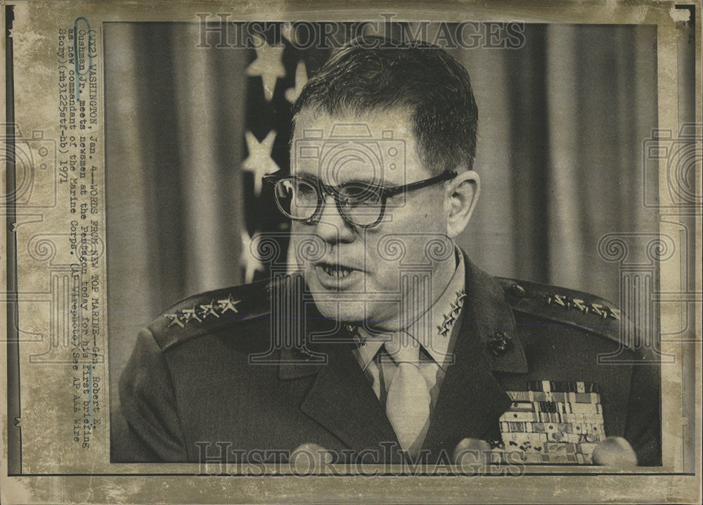 1971 Press Photo General Robert Everton Cushman Commandant Marine Corps - Historic Images