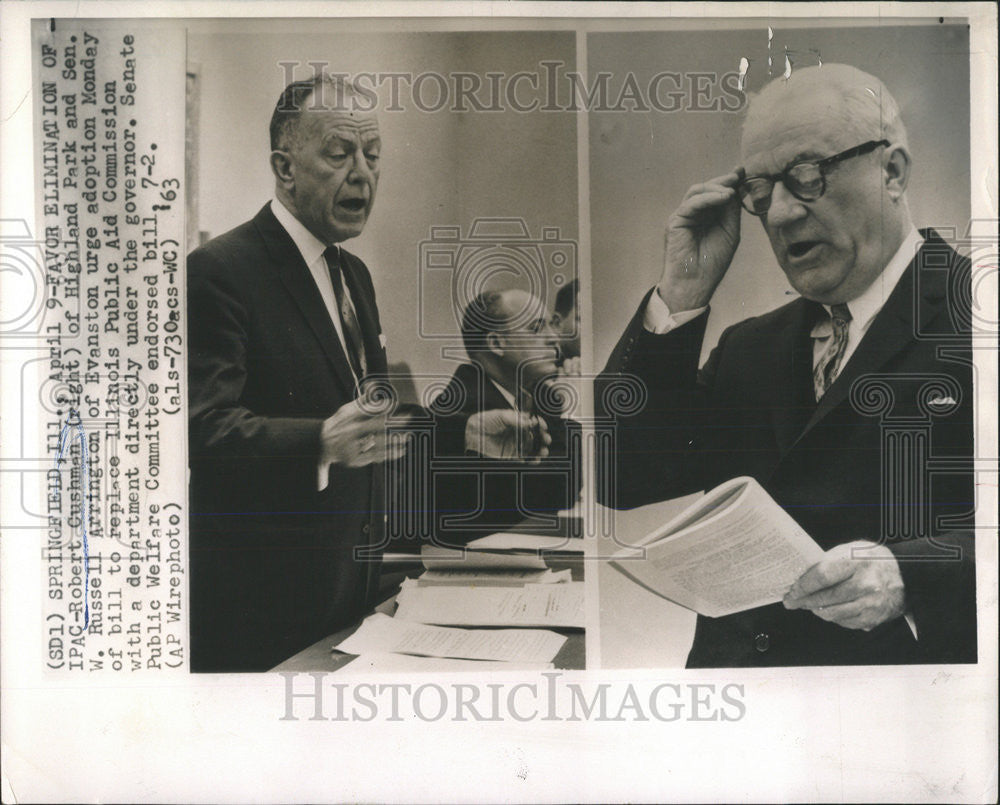 1963 Press Photo Robert Cushman Highland Park Sen W Russell Arrington Evanston - Historic Images