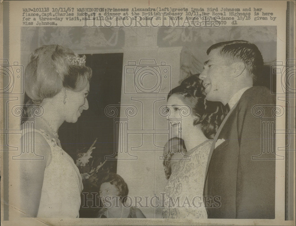 1957 Press Photo Princess Alexandra Lynda Bird Johnson Capt Charles Robb British - Historic Images