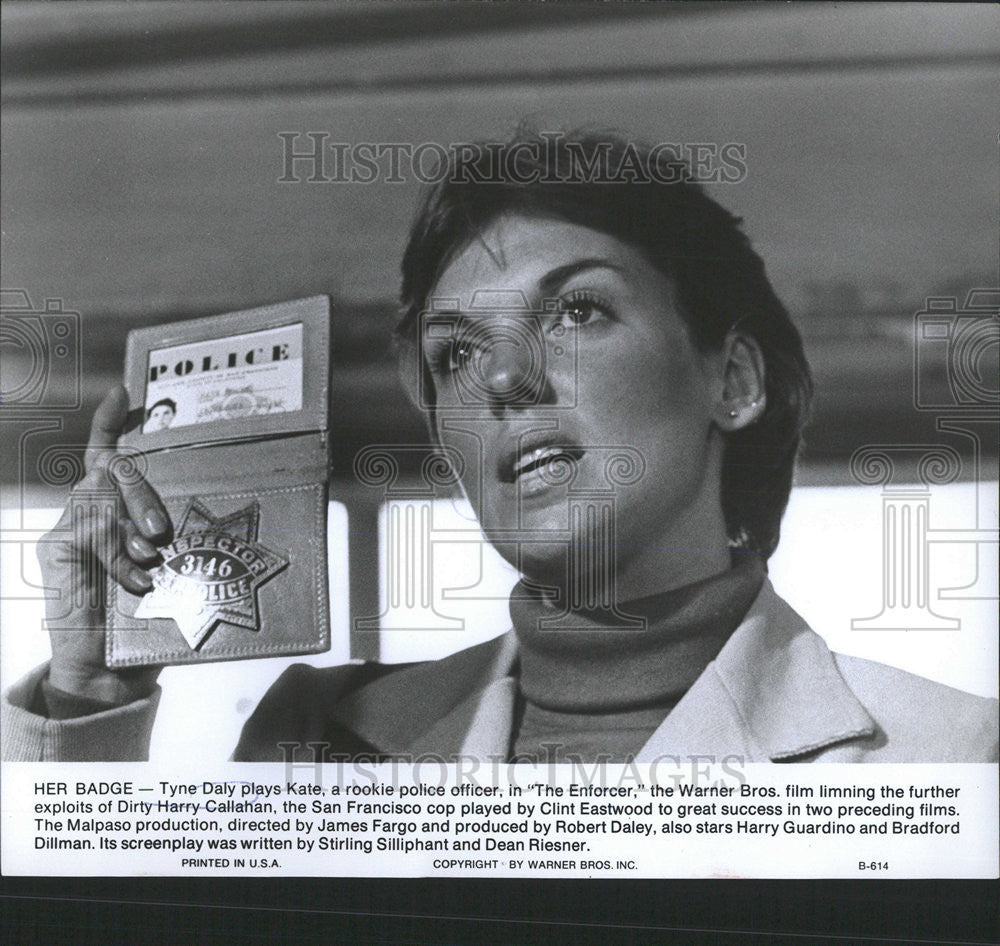 1977 Press Photo Tyne Daly plays Kate rookie police officer Enforce Dirty Harry - Historic Images