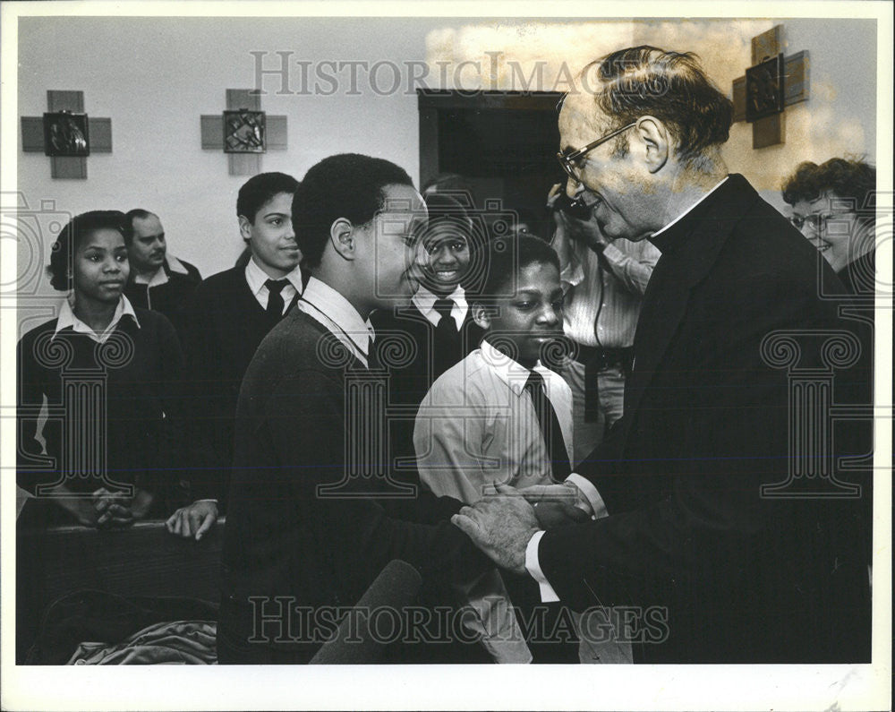 1928 Press Photo Archbishop Bernardin present Rodney Sapp BVM school parish - Historic Images
