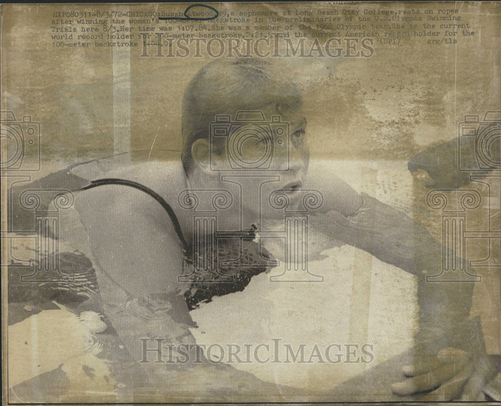 1972 Press Photo Long Beach City College Susan Atwood sophomore Prelim ...