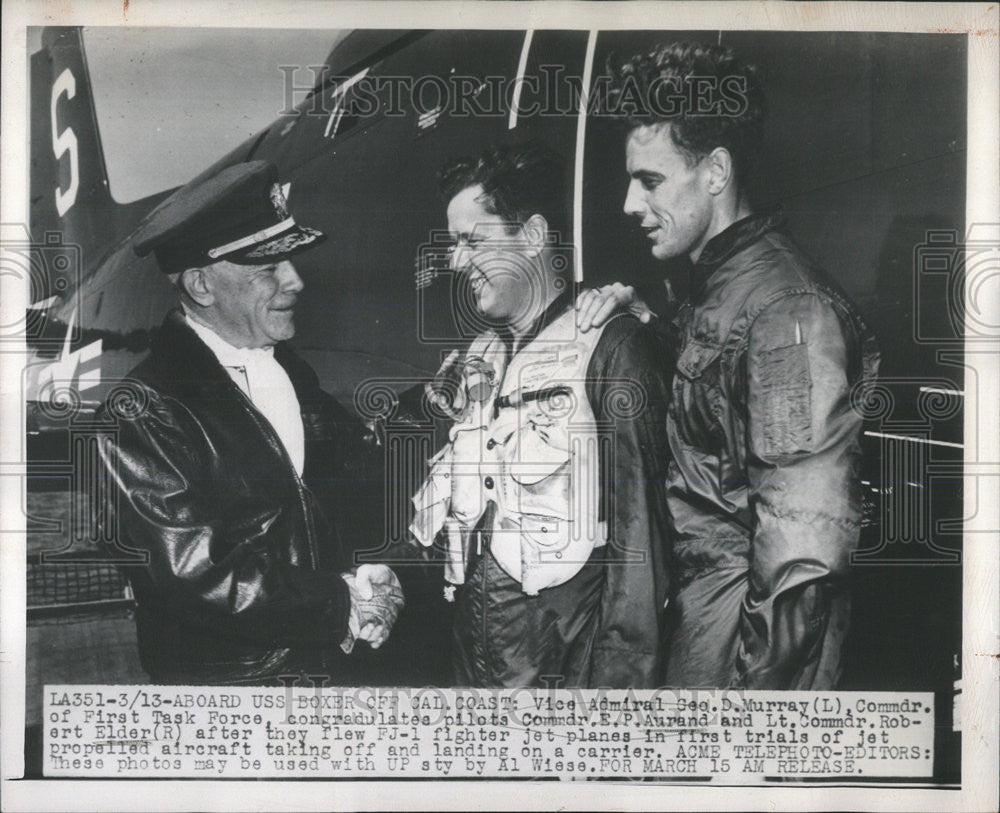 1948 Press Photo Cmdr.E.P. Aurand Command First Task Force - Historic Images