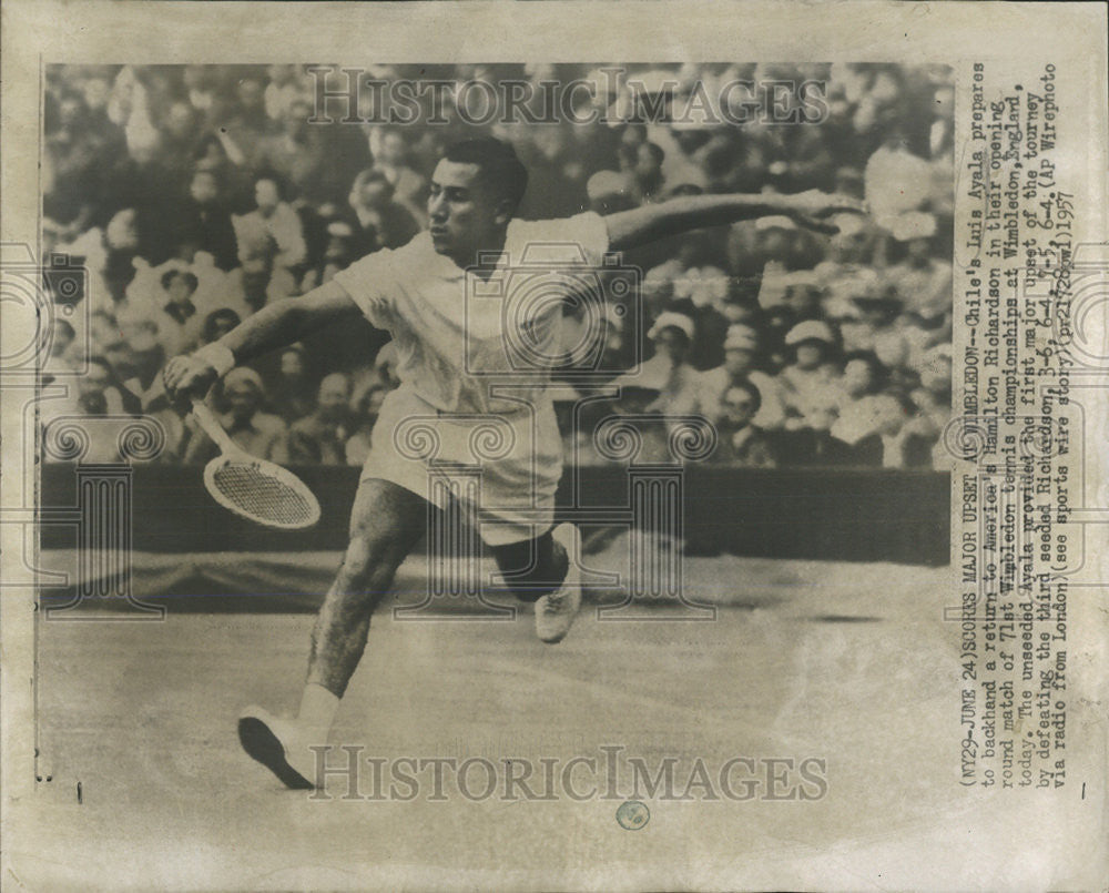 1957 Press Photo America Hamilton Richardson Chile Luis Ayala Tennis Wimbledon - Historic Images