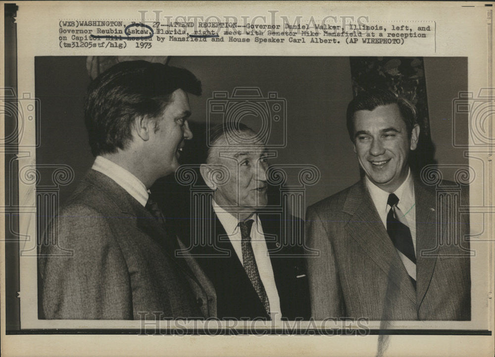 1973 Press Photo Governor Daniel Walker Illinois Governor Reubin Askew, Florida - Historic Images