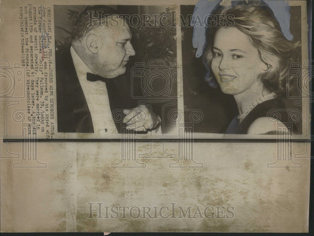 1968 Press Photo John Jacob Astor Dolores Dolly Fullman contest grounds wife - Historic Images