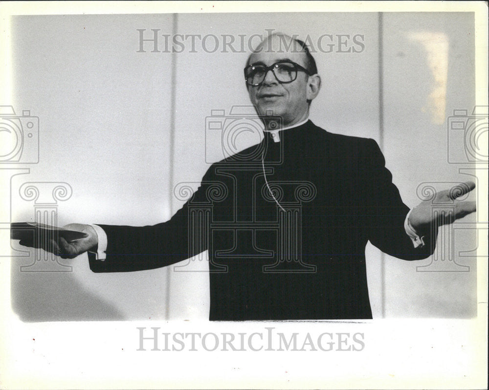 1986 Press Photo Joseph Cardinal Bernardin Church Archdioceses  Meets Press - Historic Images