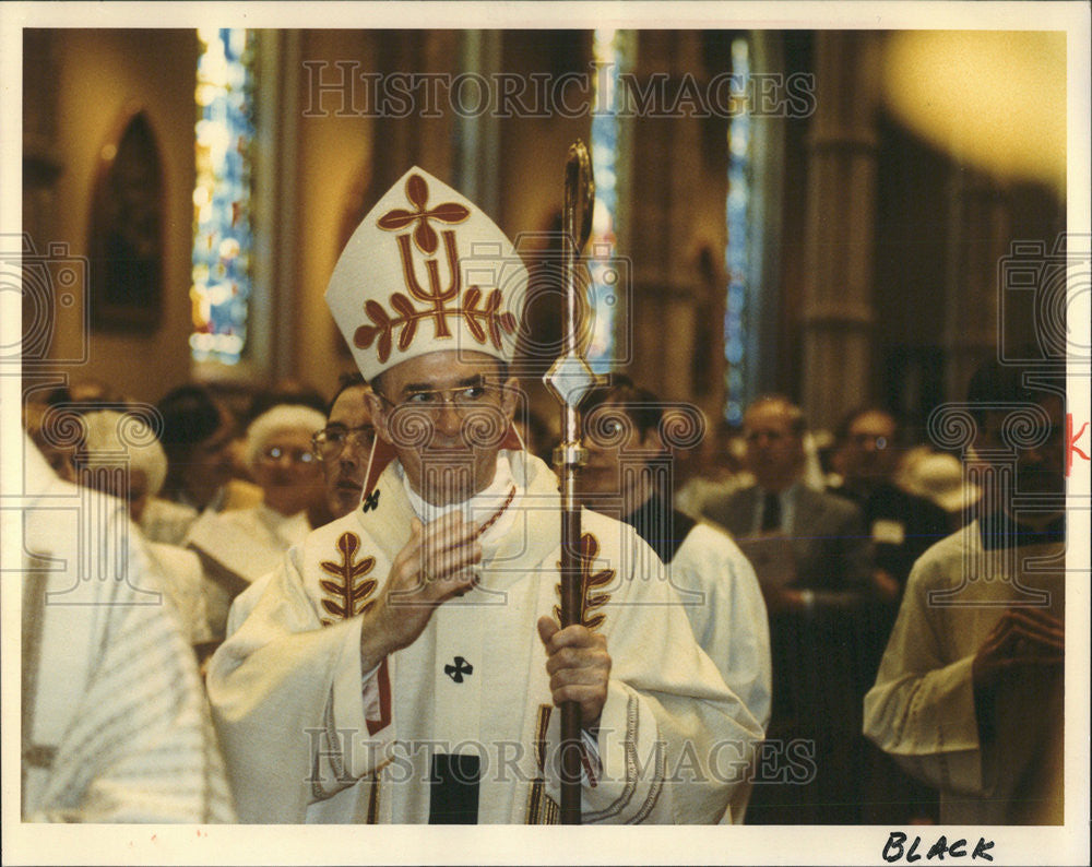 1991 Press Photo Joseph Cardinal Bernardin Holy Name Cathedral Church - Historic Images