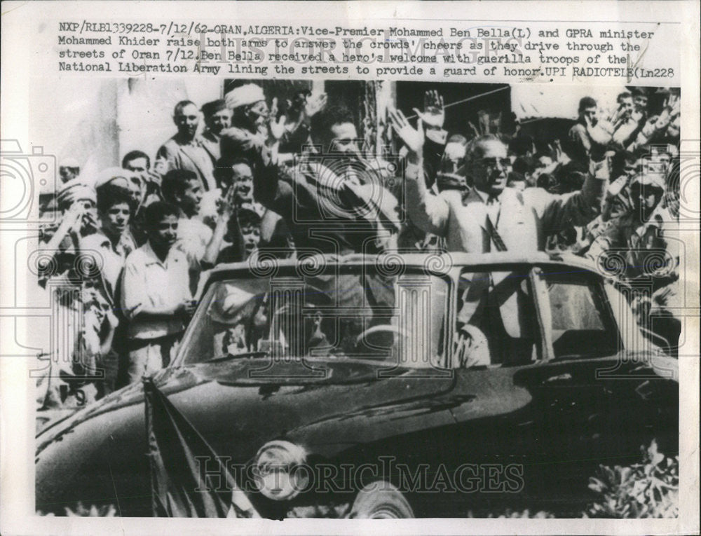 1962 Press Photo Vice Premier Mohammad Ben Bella GPRA minister Mohammed Khider - Historic Images