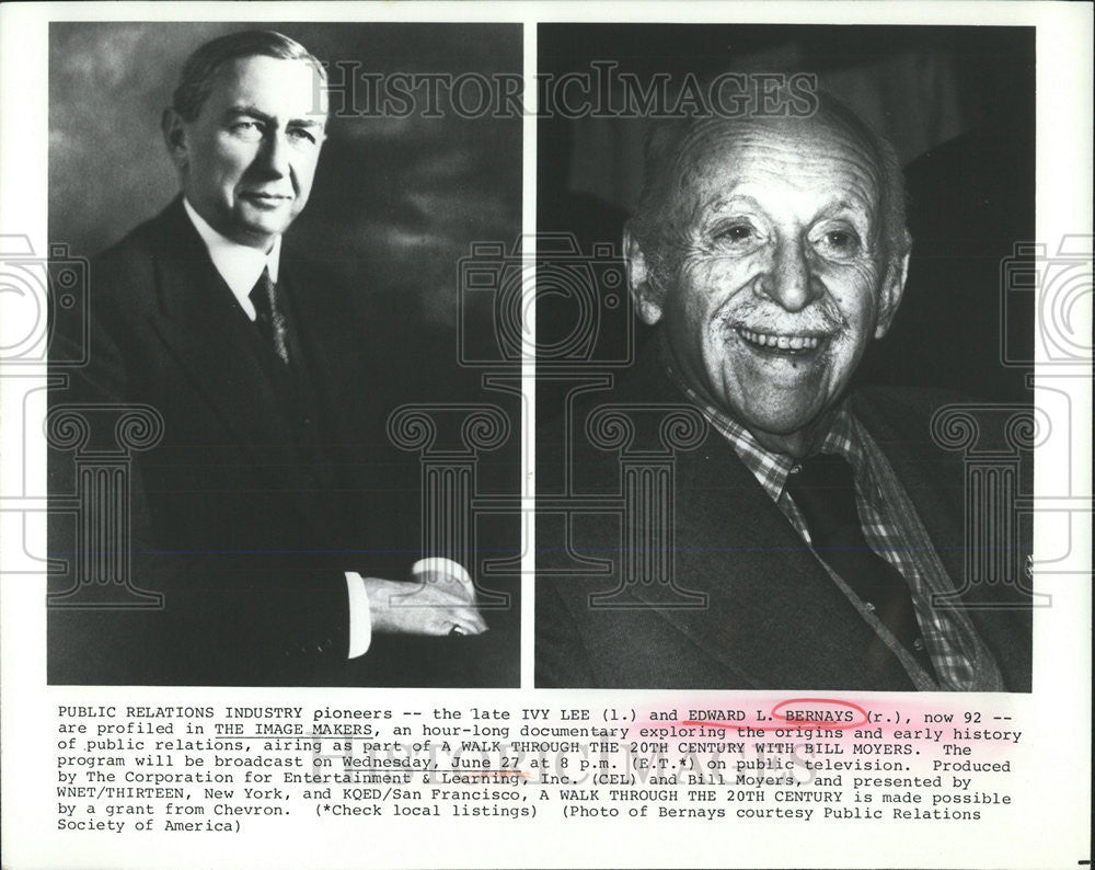 1984 Press Photo Ivy Lee Edward Bernays Image Maker Public relations industry - Historic Images