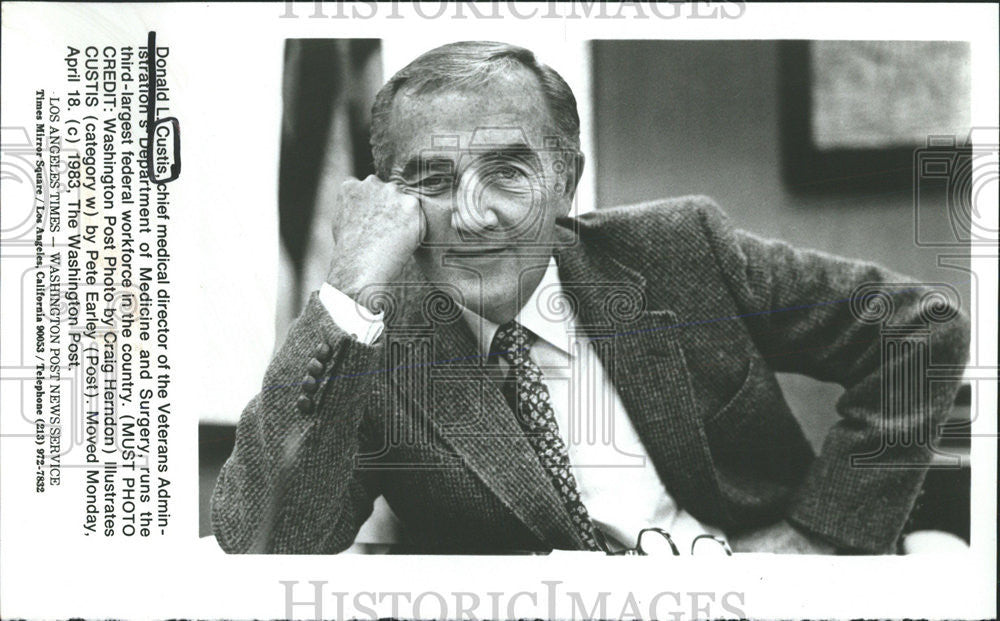 1983 Press Photo Donald L Custis Chief Medical Director - Historic Images