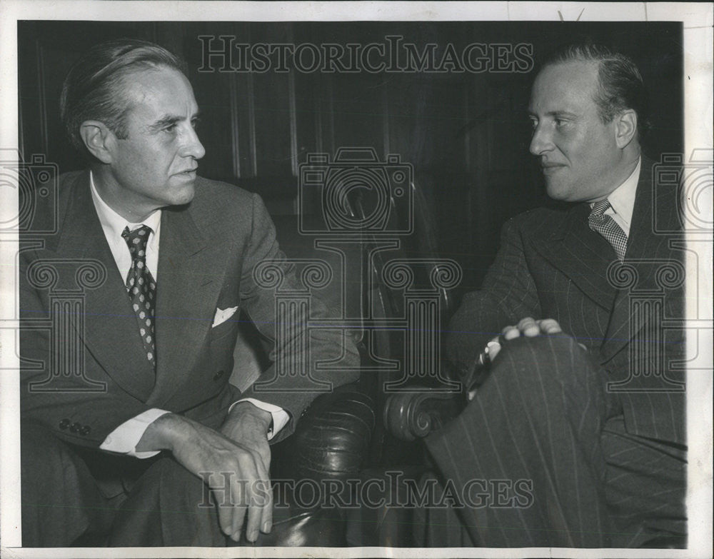 1947 Press Photo Secretary Commerce Averell Harriman Prince Carl Bernadotte - Historic Images