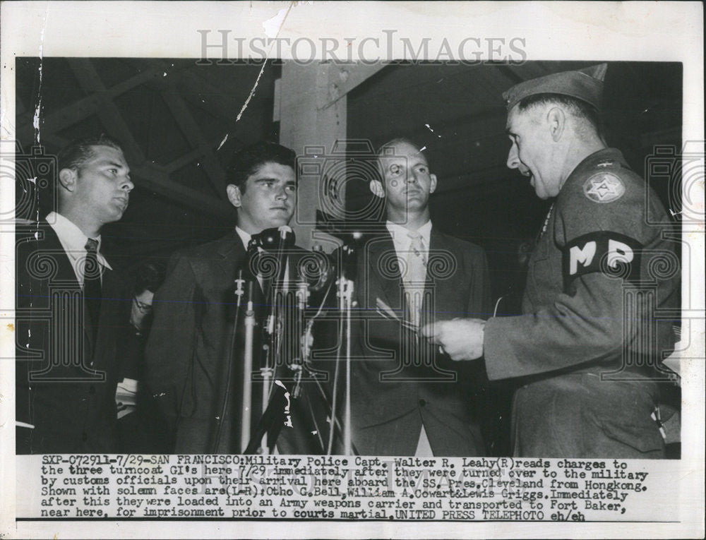 1957 Press Photo Military Turncoats Otho Bell William Cowart Lewis Griggs - Historic Images