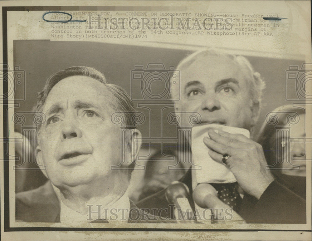 1974 Press Photo House Speaker Carl Albert Robert Strauss Democratic Politician - Historic Images