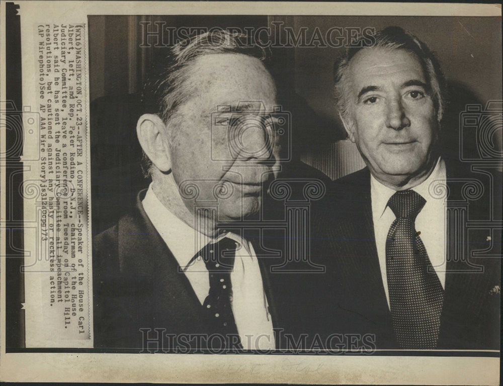 1973 Press Photo Washington House Carl Albert Peter Rodino Judiciary Committee - Historic Images