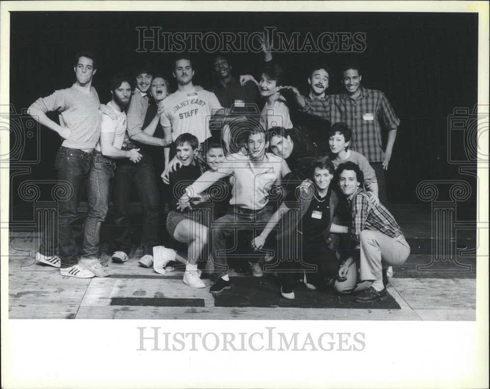 1984 Press Photo Charna Halpern direct PJ Bednarski participate comedy show - Historic Images