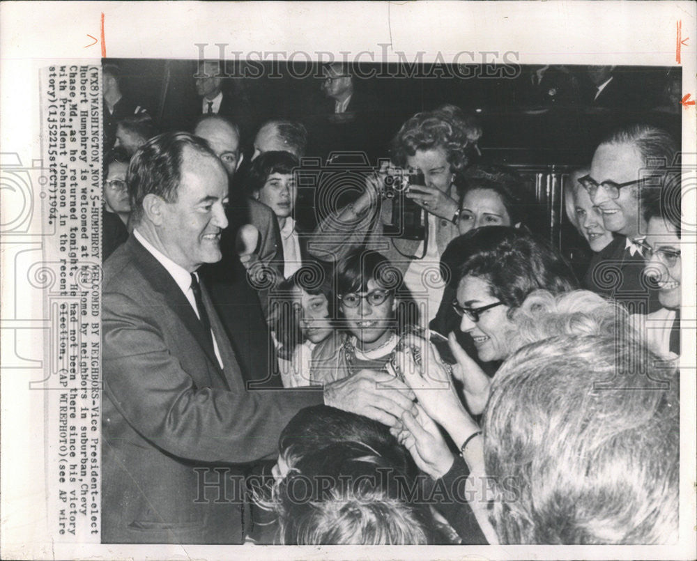 1964 Press Photo Vice President Hubert Humphrey Politician - Historic Images