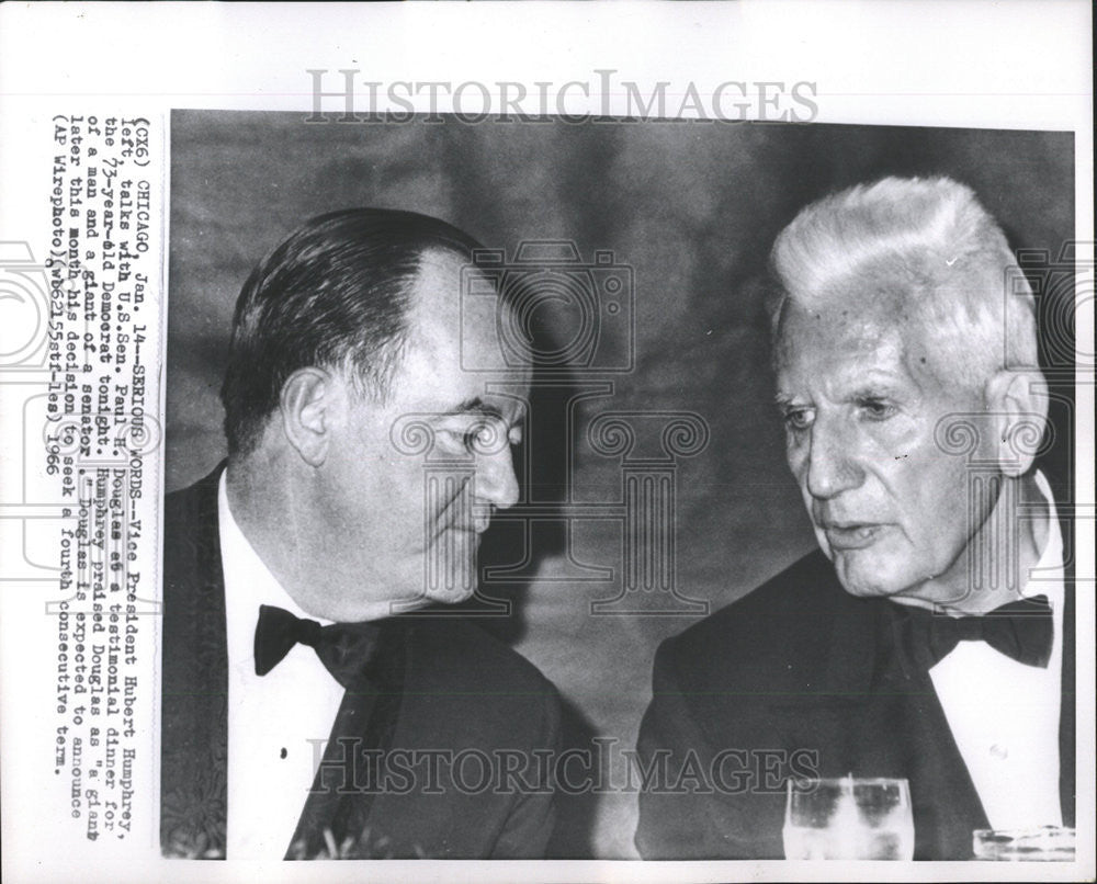 1966 Press Photo Vice President Hubert Humphrey Senator Paul Douglas - Historic Images