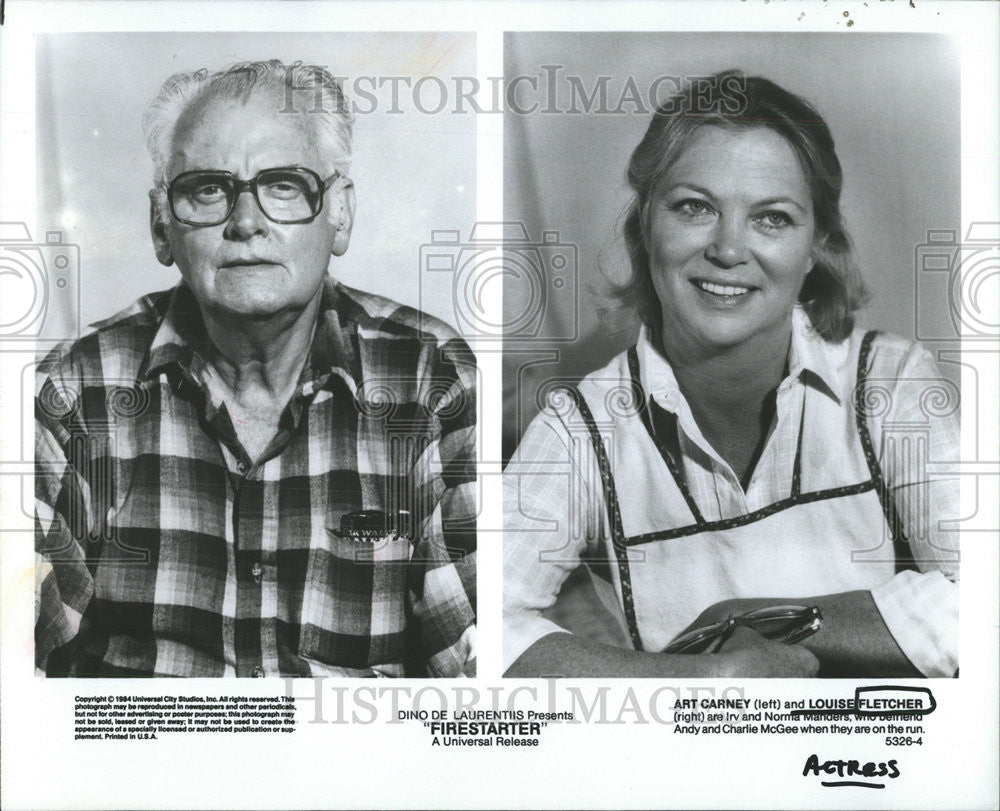 Press Photo Art Carney Louise Fletcher Firestarter Charlie McGee Andy Run - Historic Images