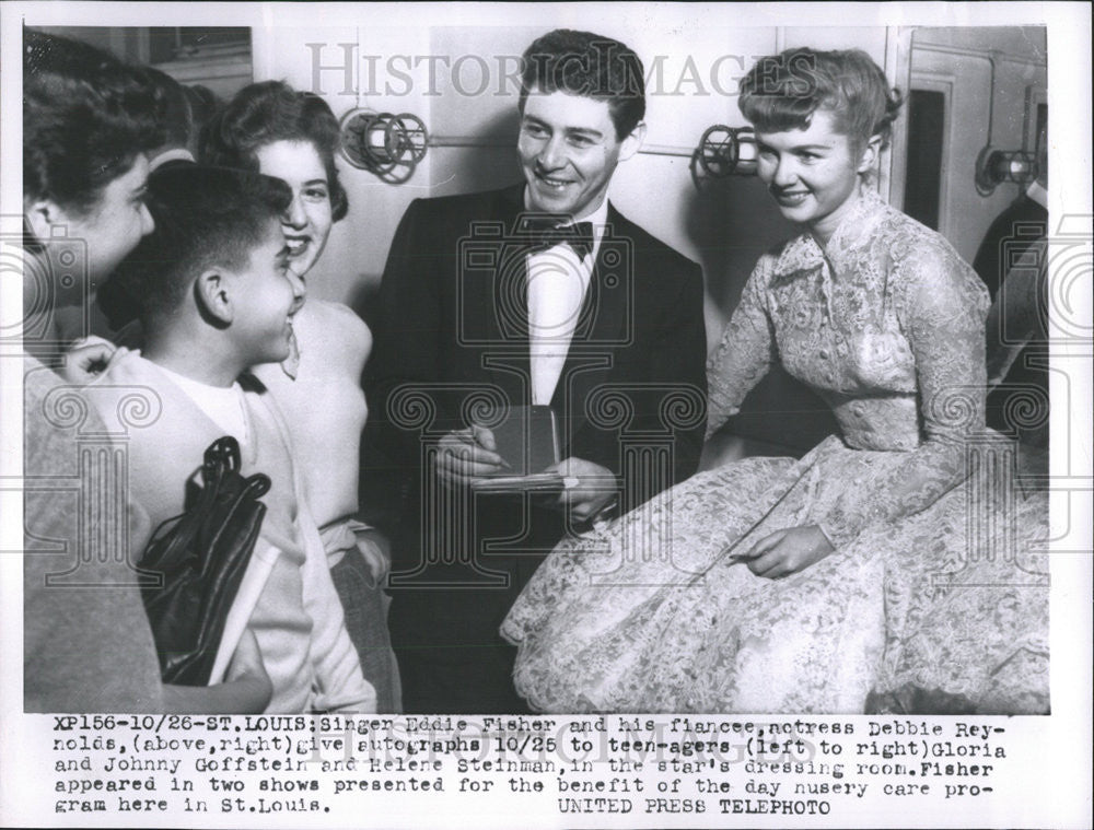 1954 Press Photo Singer Eddie Fisher FiancÃƒÆ’Ã†â€™Ãƒâ€šÃ‚Â©e Debbie Reynolds Autographs - Historic Images