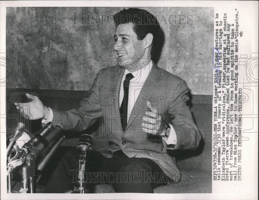 1965 Press Photo Chipper Eddie Fisher Elizabeth Taylor Ridiculous Marriage Rome - Historic Images