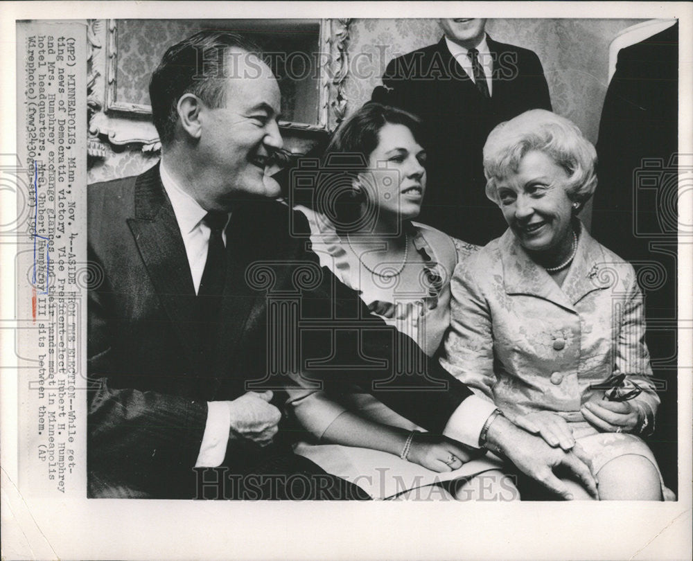 1964 Press Photo News of Democratic Victory Vice President Mubert M. Humphrey - Historic Images