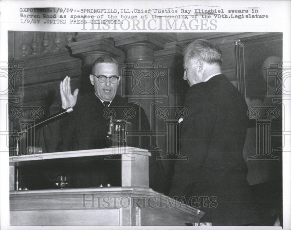 1957 Press Photo Chief Justice Ray Klingbiel Warner Wood speaker legislature - Historic Images