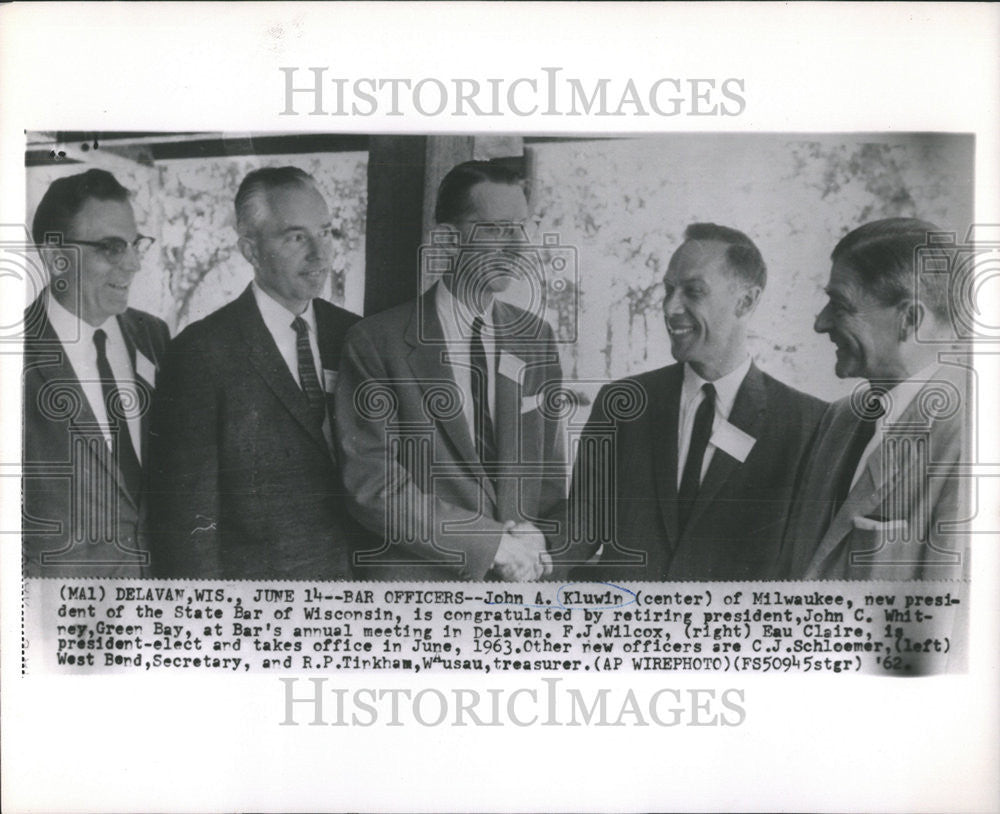 1962 Press Photo John A Kluwin President Milwaukee - Historic Images