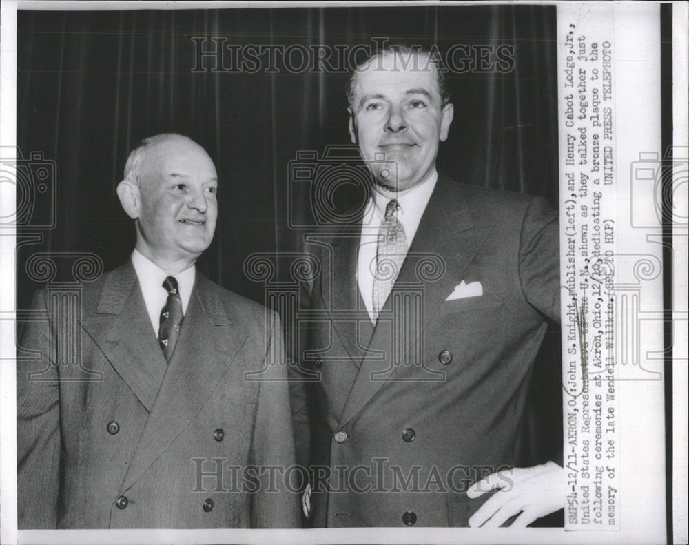 1953 Press Photo John Knight Publisher Henry Cabot Lodge Unites States UN Akron - Historic Images