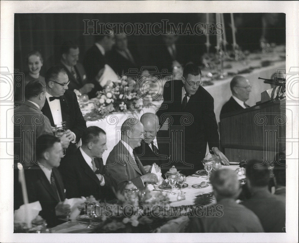 1955 Press Photo James C. Hagerty President Eisenhower chats with John S. Knight - Historic Images