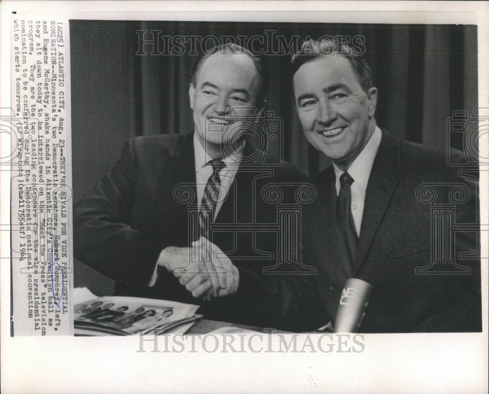 1964 Press Photo Hubert Humphrey Eugene McGarthy Meet the Pross - Historic Images