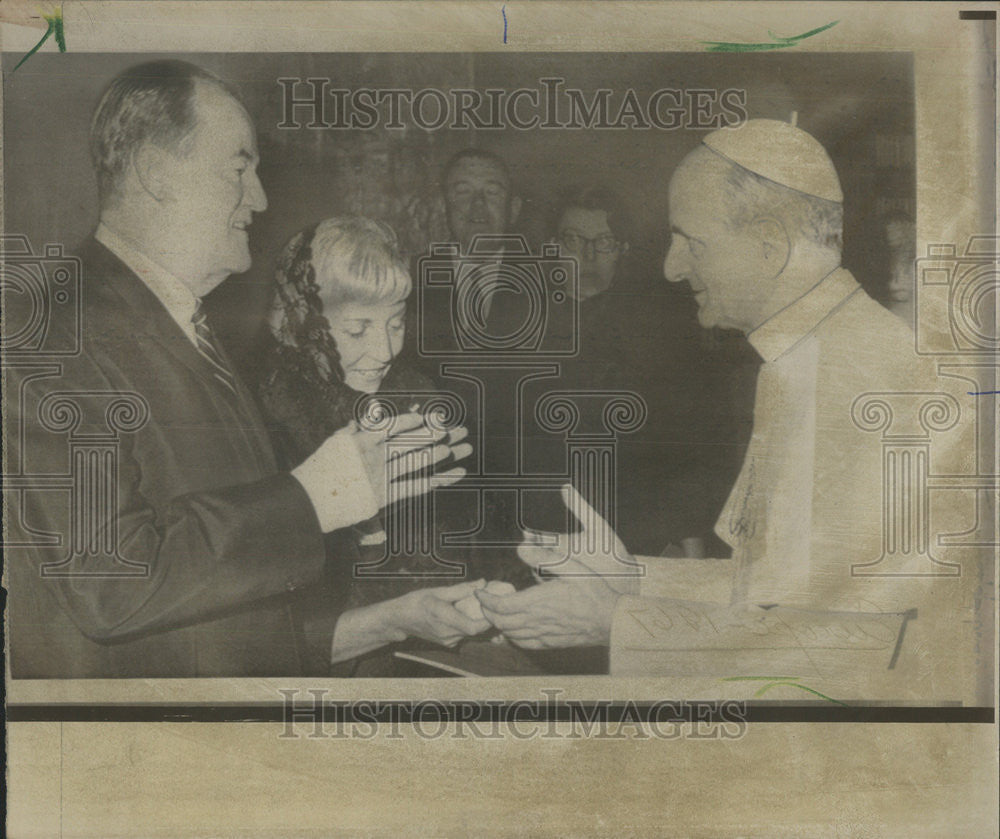 1967 Press Photo Vice President Hubert Humphrey Pope Paul VI Vatican Rome Wife - Historic Images