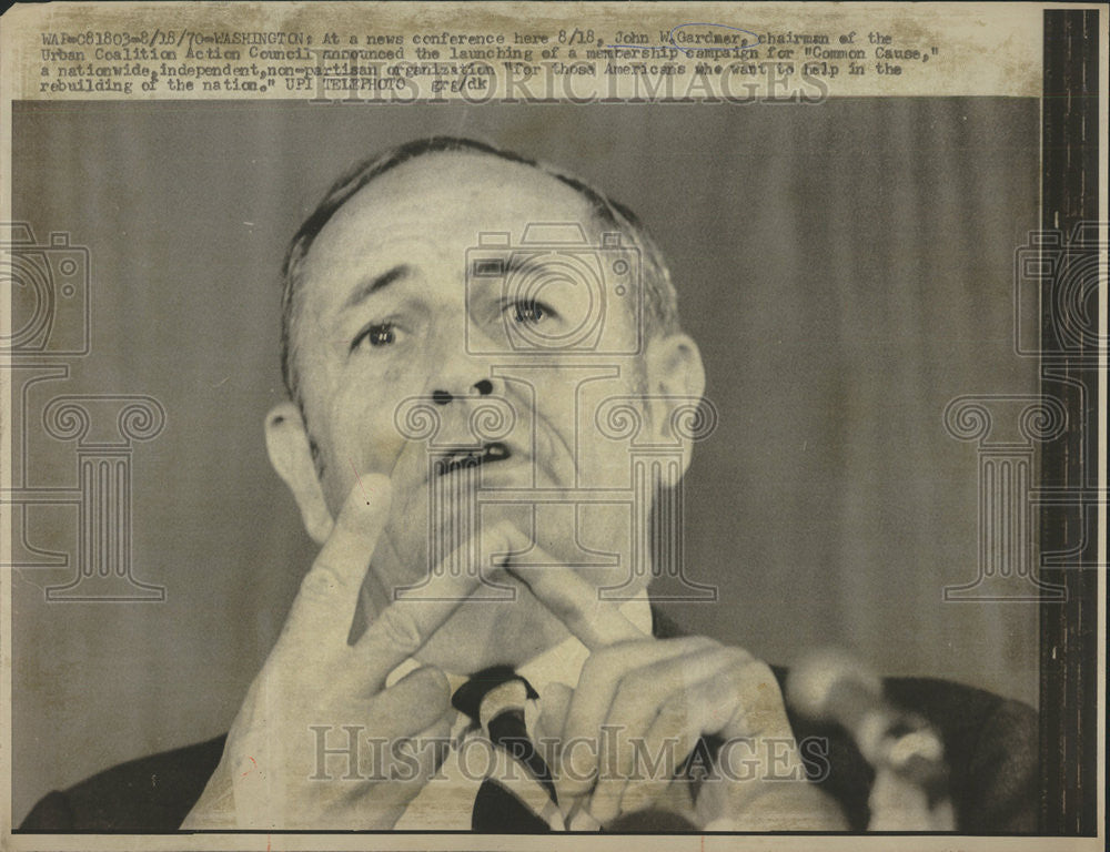 1970 Press Photo John W Gardner chairman Urban Coalition Action Council - Historic Images