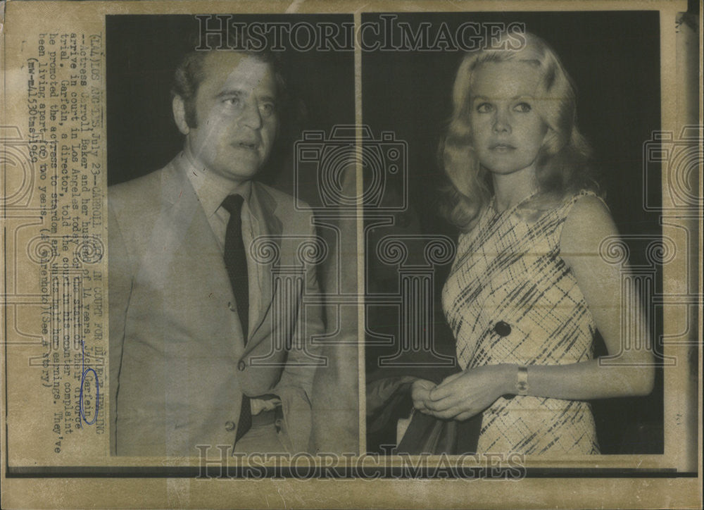 1969 Press Photo Actress Carroll Baker Dick Garfein arrive court divorce trial - Historic Images