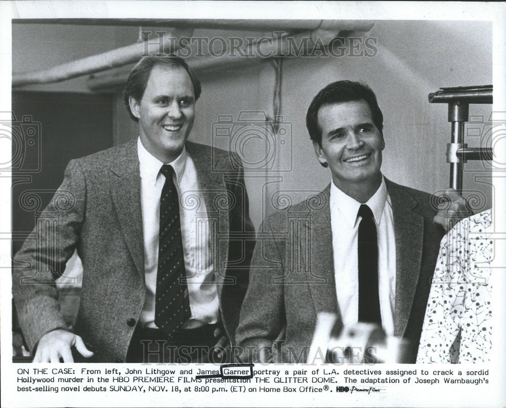 1984 Press Photo John Lithgow James Garner portray sordid Hollywood murder HBO - Historic Images